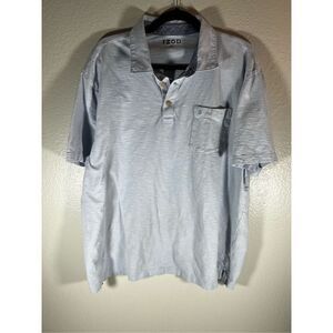 Izod Men's Henley Polo Shirt Short Sleeve Chest Pocket Button Up Blue Size XXL
